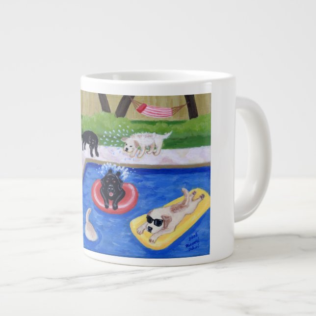 Grande Tasse Peinture d'amusement de Labradors de réception au (Devant droit)
