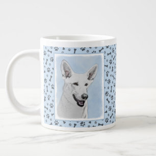 Grande Tasse Peinture de berger blanc - Beau art original de ch