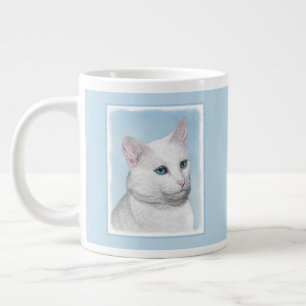 Grande Tasse Peinture de chat blanc - Cute Original Cat Art