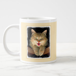 Grande Tasse Peinture de chat Mad - Cute Original Cat Art