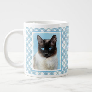 Grande Tasse Peinture de chats de Siamese Art animal original