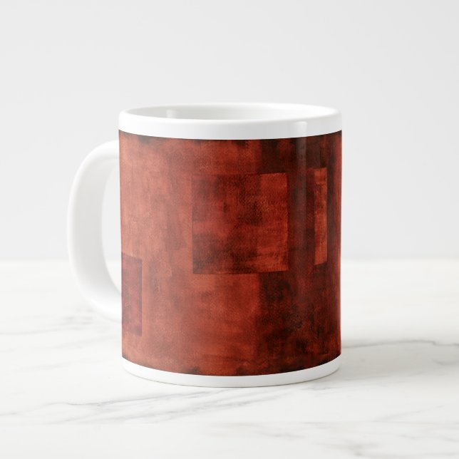 Grande Tasse Peinture de Crimson profonde avec formes géométriq (Devant gauche)
