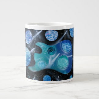 Grande Tasse peinture de planètes de vert bleu de guitare basse