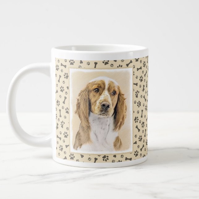 Grande Tasse Peinture de Welsh Springer Spaniel - Art canin ori (Gauche)