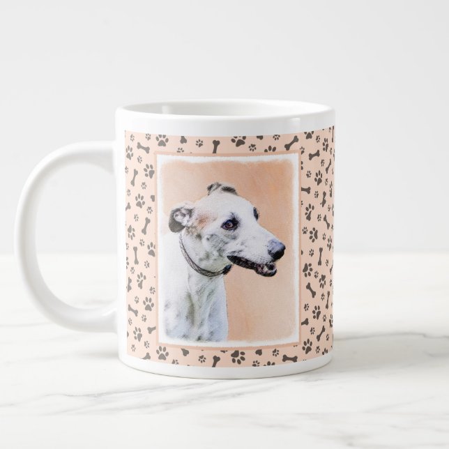 Grande Tasse Peinture Greyhound - Cute Original Chien Art (Gauche)