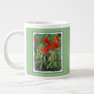 Grande Tasse Peinture indienne de pinceau - Art Fleur original
