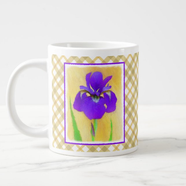 Grande Tasse Peinture Iris à pois pourpre - Chien original mign (Gauche)