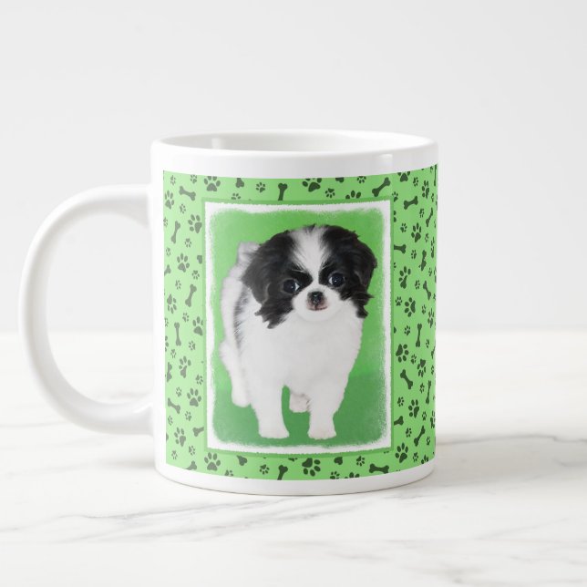 Grande Tasse Peinture japonaise de chiot - Art original de chie (Gauche)