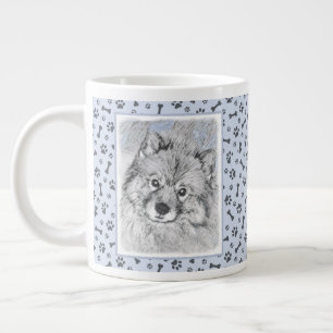 Grande Tasse Peinture Keeshond Beth - Joli art original chien