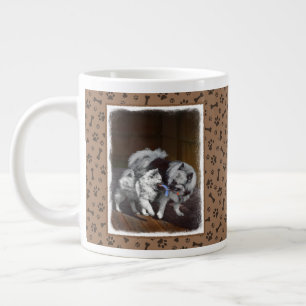 Grande Tasse Peinture Keeshond Playtime - Jolie art original ch