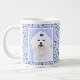 Grande Tasse Peinture maltaise - Joli art original pour chien