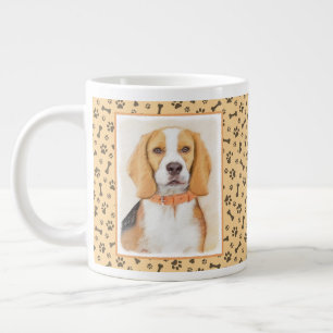 Grande Tasse Peinture originale de chien de chasse Beagle, Art 