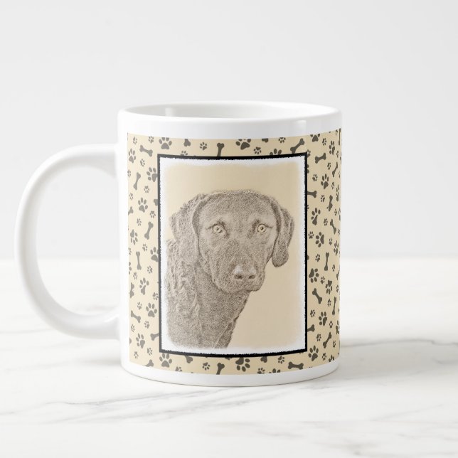 Grande Tasse Peinture originale de chien par Retriever de Chesa (Gauche)