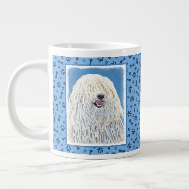 Grande Tasse Peinture Puli - Cute Original Chien Art (Gauche)