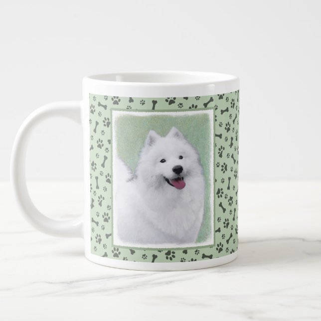 Grande Tasse Peinture Samoyed - Cute Original Chien Art (Gauche)