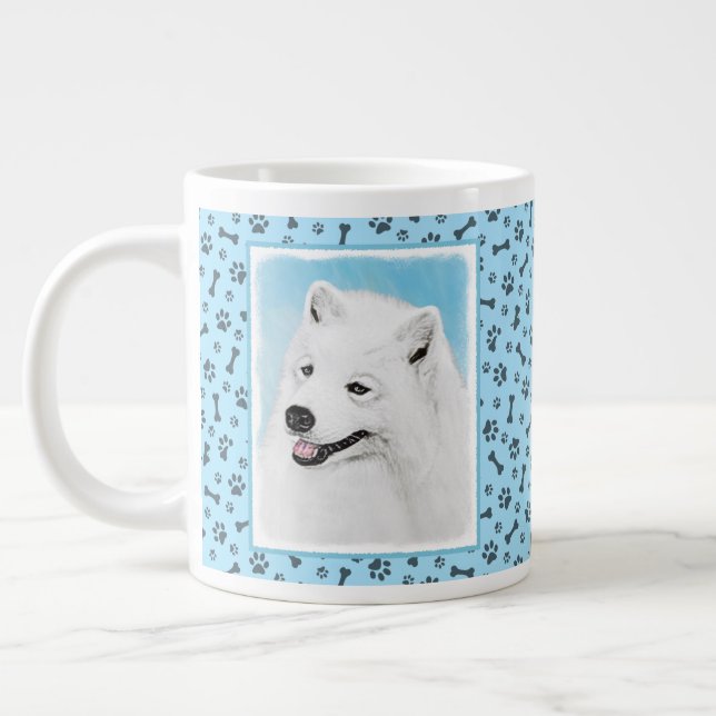 Grande Tasse Peinture Samoyed - Cute Original Chien Art (Gauche)