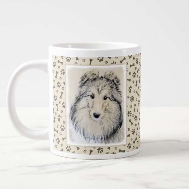 Grande Tasse Peinture Shetland Sheepdog - Jolie art original ch (Gauche)