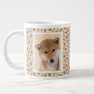 Grande Tasse Peinture Shiba Inu (Rouge) - Art Chien original