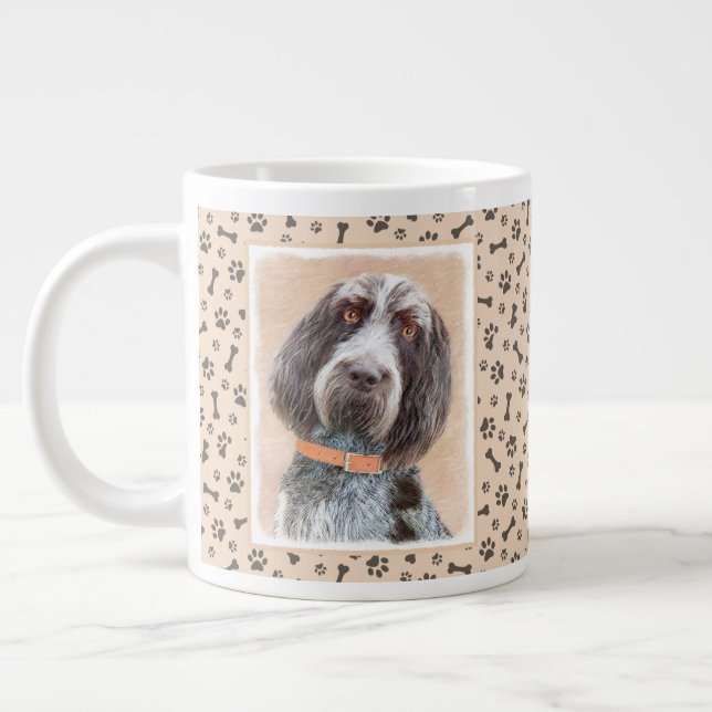Grande Tasse Peinture Spinone Italiano - Belle Art Original Chi (Gauche)