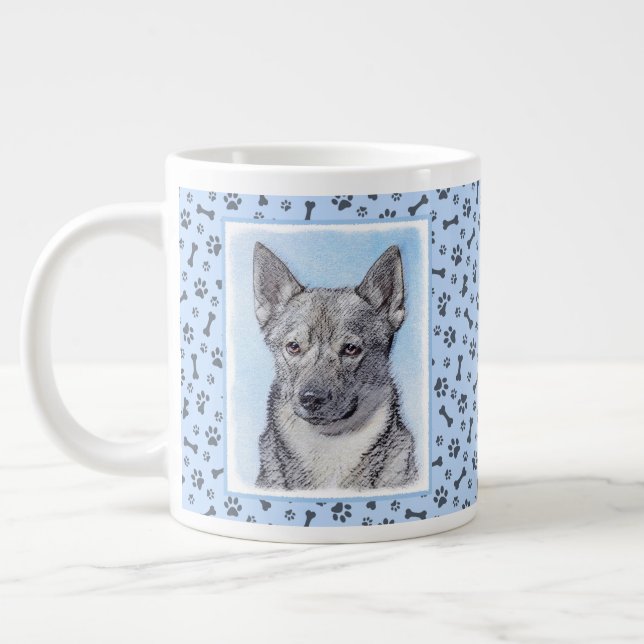 Grande Tasse Peinture Suédoise Vallhund - Cute Original Chien A (Gauche)