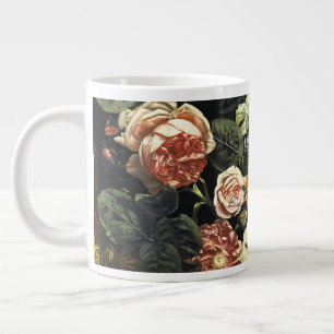 Grande Tasse Peinture vintage Vie morte avec Fleurs
