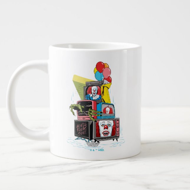 Grande Tasse Pennywise TV Stack classique - vous flotterez trop (Gauche)