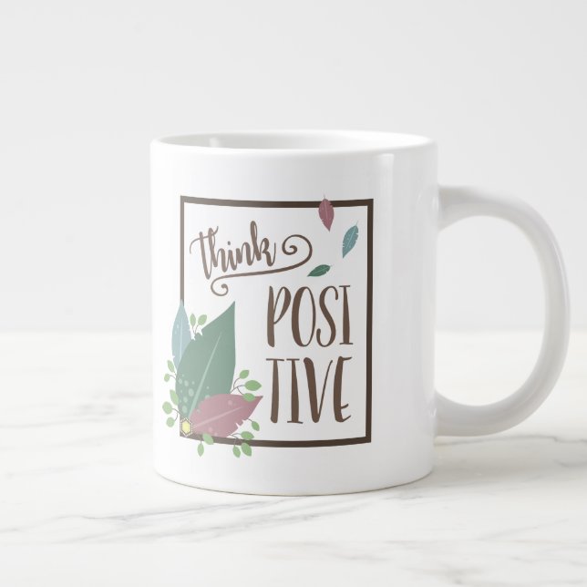 Grande Tasse Pensez motivation positive citation plume boho (Droite)