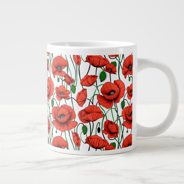 Grande Tasse Pépites rouges dans un champ sur blanc (Droite)