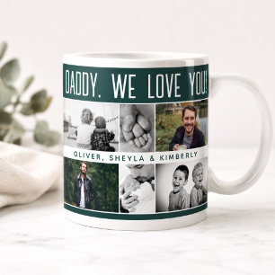 Grande Tasse Père avec enfants et famille Collage de photos de