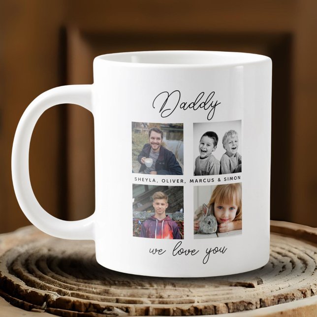 Grande Tasse Père avec Enfants Famille Papa 4 Photo Collage (Créateur téléchargé)