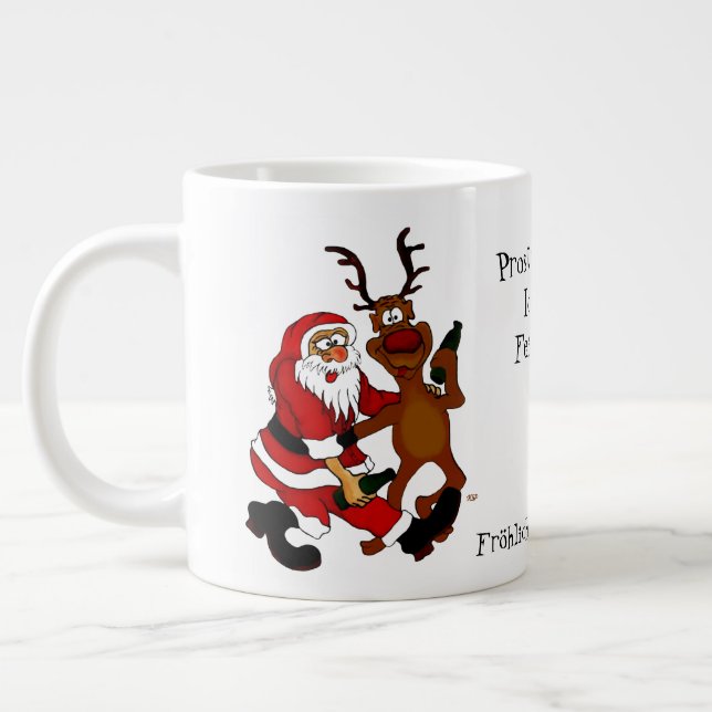 Grande Tasse Père Noël avec orignal - Joyeux Noël (Gauche)