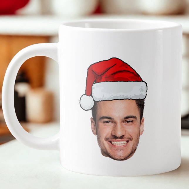 Grande Tasse Père Noël Chapeau de Noël Photo de Visage Personna (Créateur téléchargé)