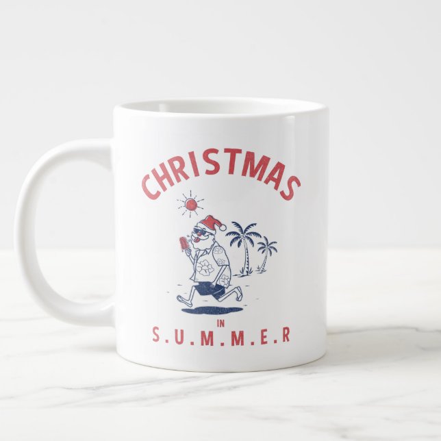 Grande Tasse Père Noël Drôle En Été Noël En Juillet (Gauche)