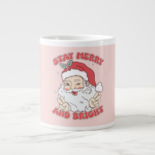 Grande Tasse Père Noël rose Vintage "Restez Joyeux et lumineux"