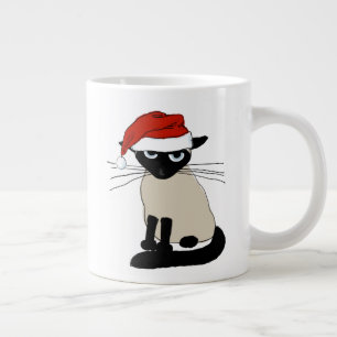 Grande Tasse Père Noël siamois Drôle Noël Vacances Kitty Chat