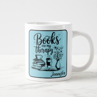 Grande Tasse Personalized Books Are My Therapy Bookworms Blue
