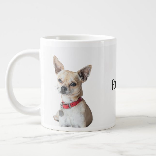 Grande Tasse Personalized Dog Photo | Custom Pet Name  (Gauche)