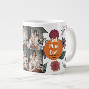 Grande Tasse Personalized mothers Day,photo collage floral gift