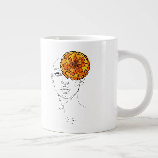 Grande Tasse Personalized October Birth Flower Portrait (Droite)