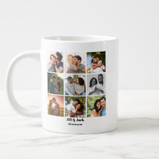 Grande Tasse Personnalisé 9 Photo Collage Modèle pour couples