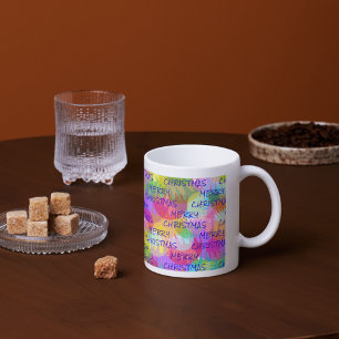 GRANDE TASSE PERSONNALISÉ JOYEUX DE COULEUR ÉPARGNÉE NOËL
