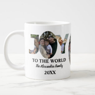 Grande Tasse Personnalisé moderne 3 photo collage joie au monde