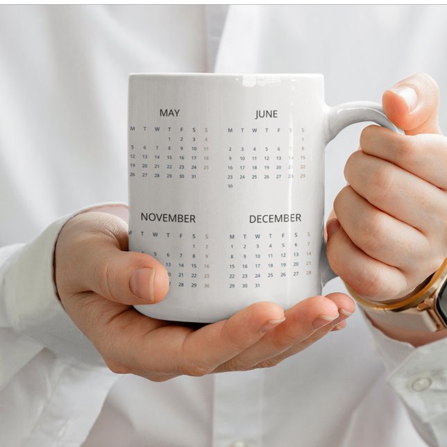 Grande Tasse Personnalisé Pastel Mint 2025 Calendrier Élégant (Créateur téléchargé)
