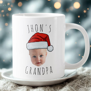Grande Tasse Personnalisé Visage bébé Père Noël Chapeau Photo d
