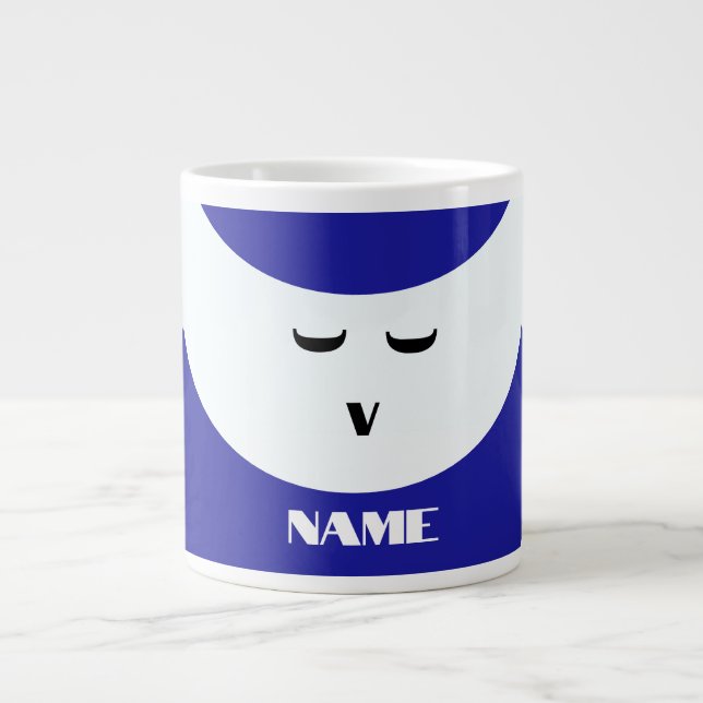 Grande Tasse Personnaliser le visage bleu blanc (Devant)