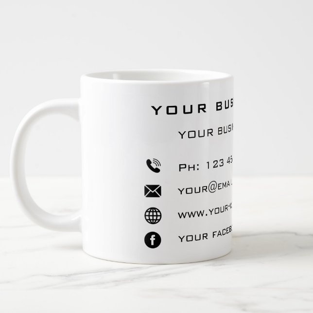 Grande Tasse Personnalisez Votre Nom D'Entreprise Info Café D'E (Gauche)