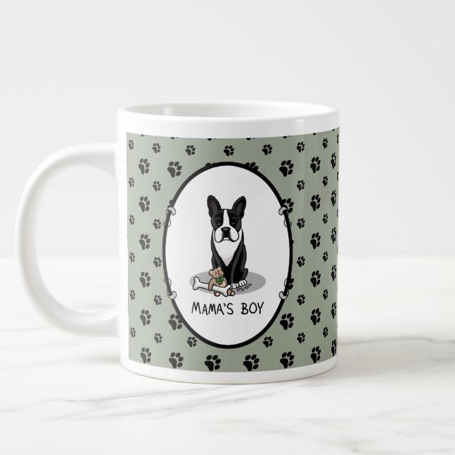 Grande Tasse Petit Mama's Boy Boston Terrier (noir) (Gauche)