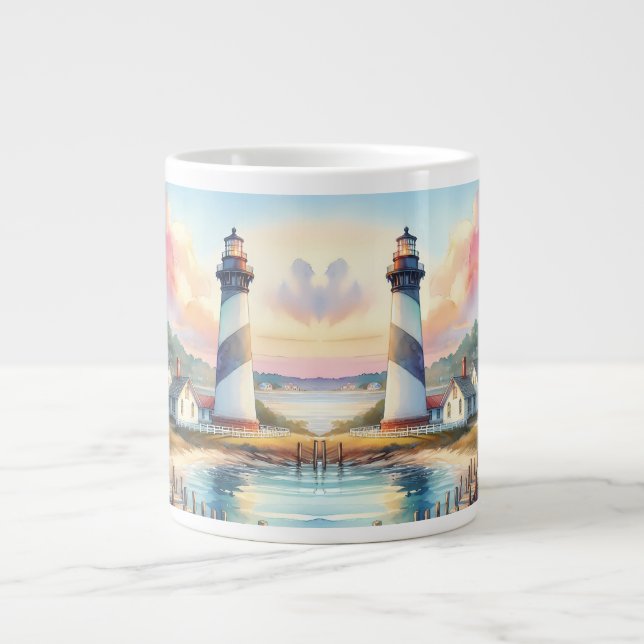 Grande Tasse Phare côtier et chalets de plage Scène (Devant)