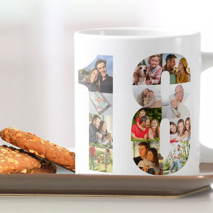 Grande Tasse Photo Collage Numéro 18 - 18e anniversaire