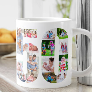 Grande Tasse Photo Collage Numéro 50 - 50e anniversaire
